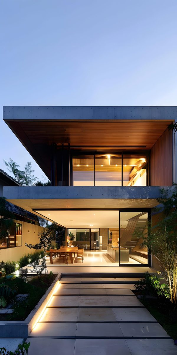 Modern Architecture House With Concrete and Wood Exterior Proyecto Casa 2 estilo Las Condes, Santiago